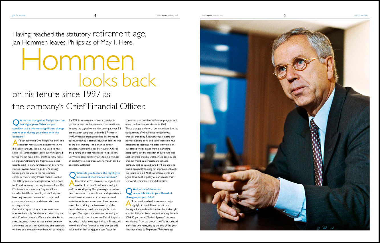  Voor Philips Corporate Magazine 'Mondial'. 